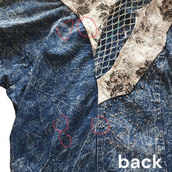 Vintage J Carreli Mixed Media Denim Acid Wash Jacket - Picture 10 of 11